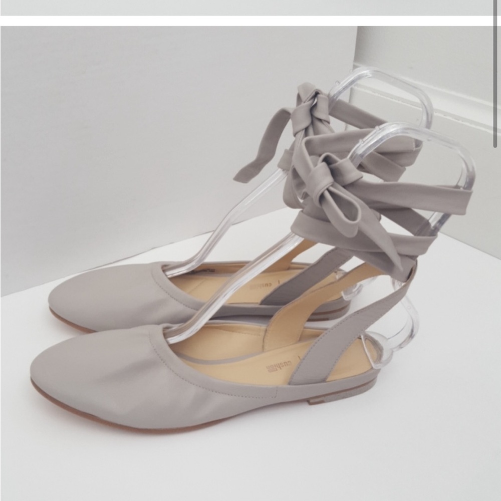 New Clarks Grace Sofia Gray Ankle Tie Ballerina Flats Size 10M